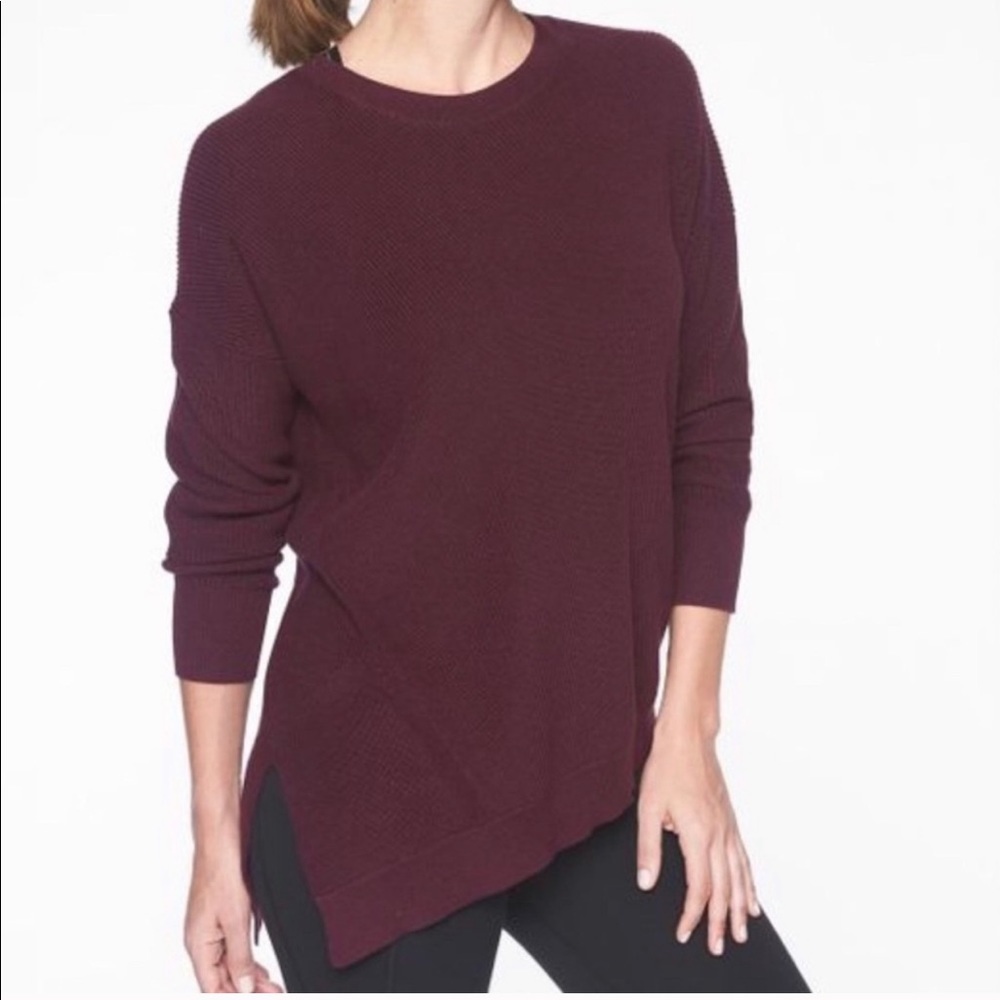 ATHLETA Purple Rest Day Asymmetrical Silk Blend Sweater XXS